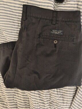 Vintage 90s Polo Ralph Lauren Tyler Chino Shorts Mens 38 Black Pleated Cotton